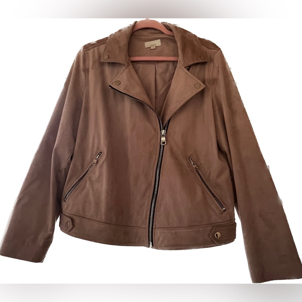 Ann Taylor Loft Dusty Pink Faux Suede Moto Jacket